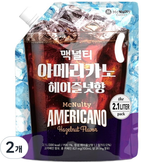 맥널티커피 아이스 아메리카노 헤이즐넛, 2개, 2.1L