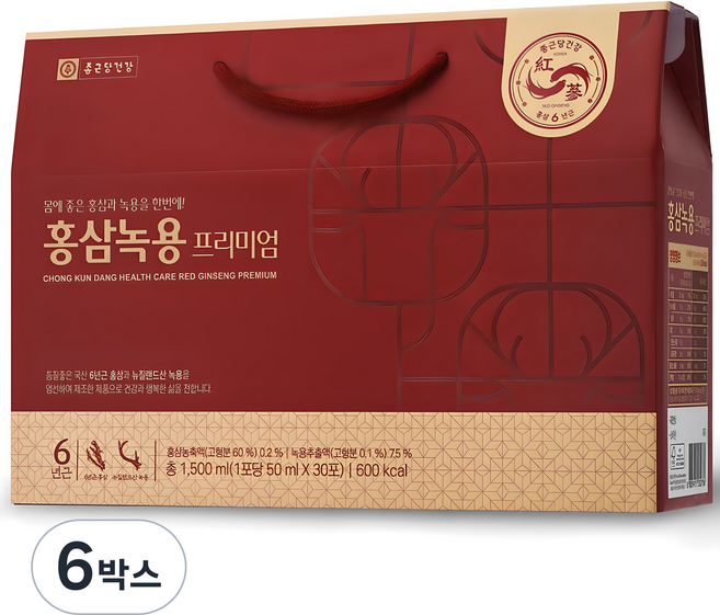 종근당건강 홍삼녹용 프리미엄, 30정, 6개