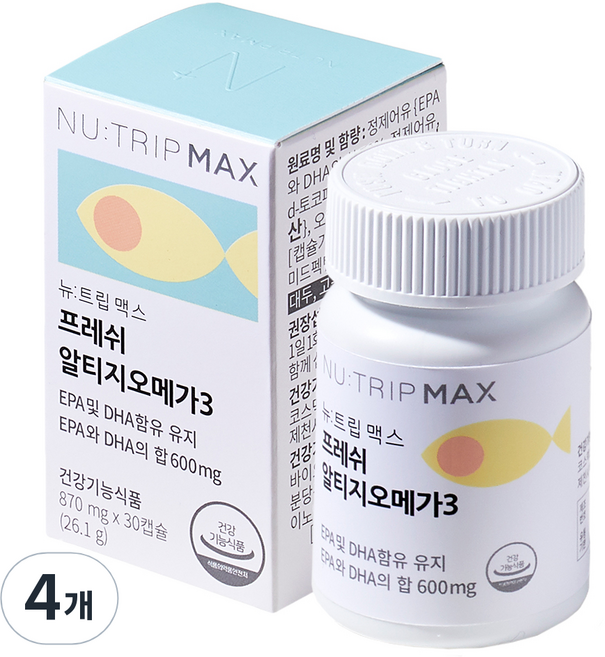 뉴트립 프레쉬 알티지오메가3 870 mg, 30정, 4개