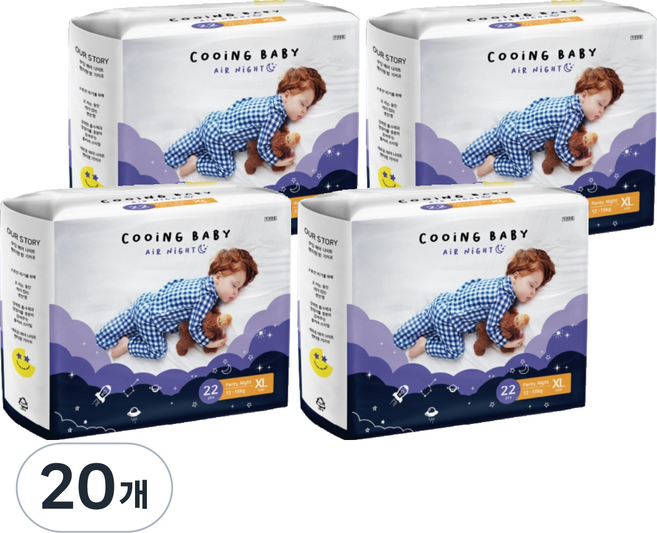 Cooing 쿠잉 아동용 에어나이트 풀잠 팬티, 특대형(XL), 440매