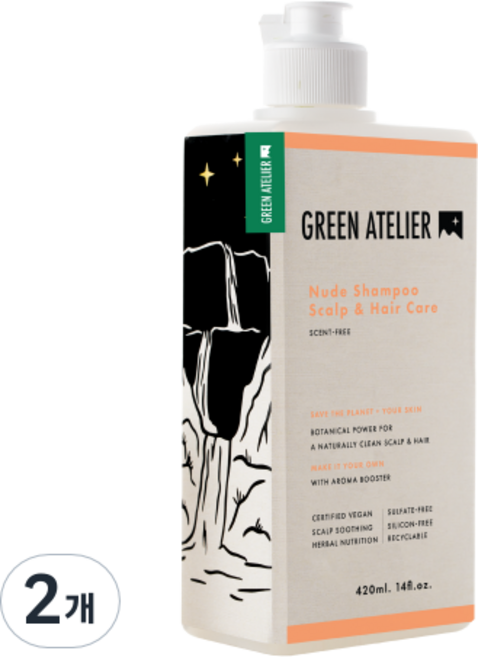 그린아뜰리에 누드 두피케어 샴푸, 420ml, 2개