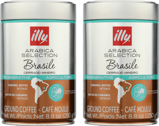 illy 意利 精選阿拉比卡咖啡豆 巴西喜拉朵 全豆, 咖啡豆(無研磨), 250g, 2罐