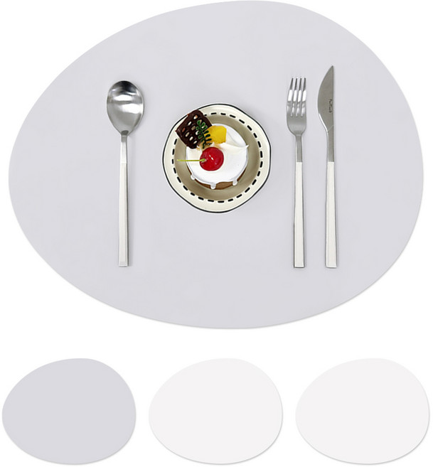 어나더 가죽 식탁매트 에그 우오보, 그레이 + 화이트, 30 x 45 cm, 4개