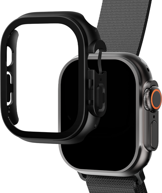 요거 애플워치 풀커버 액정보호필름 강화유리 케이스, 블랙, 1개