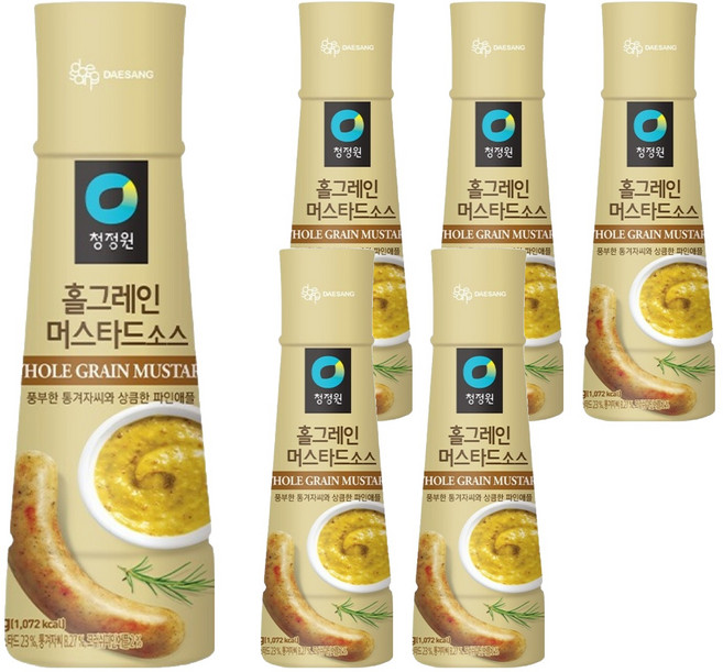 청정원 홀그레인 머스타드소스, 320g, 6개