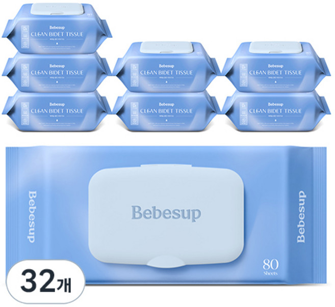 베베숲 클린비데 화장실용 물티슈 캡형, 55g, 80매, 32개