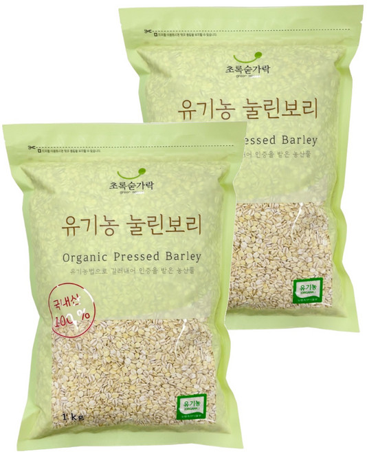 초록숟가락 유기농 눌린보리쌀, 2개, 1kg