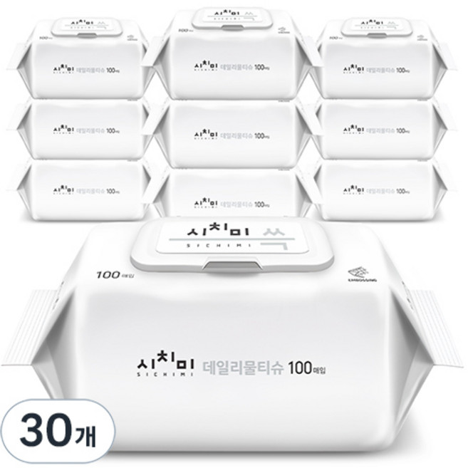 시치미 쓱 데일리 물티슈 캡형, 50g, 100개입, 30개