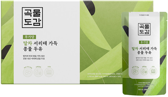 곡물도감 말차 서리태 가득 콩물두유, 180ml, 15개