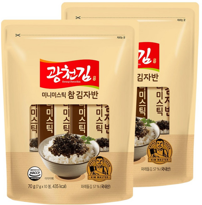 광천김 참 미니미스틱 김자반, 70g, 2개