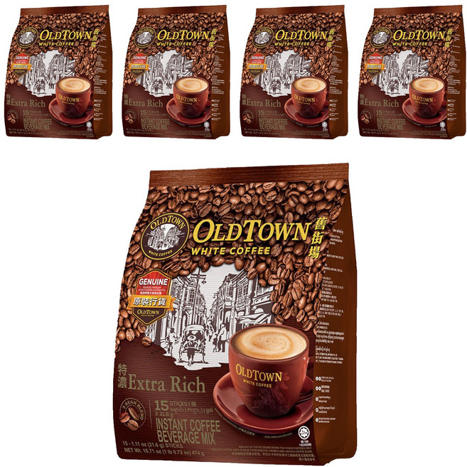 OLDTOWN WHITE COFFEE 舊街場白咖啡 3合1特濃白咖啡, 35g, 15條, 5袋