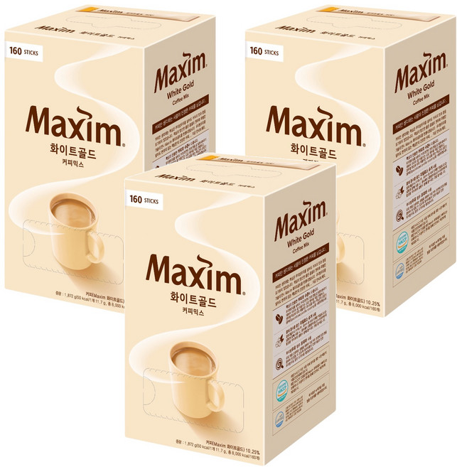 맥심 화이트골드 커피믹스, 11.7g, 160개입, 3개