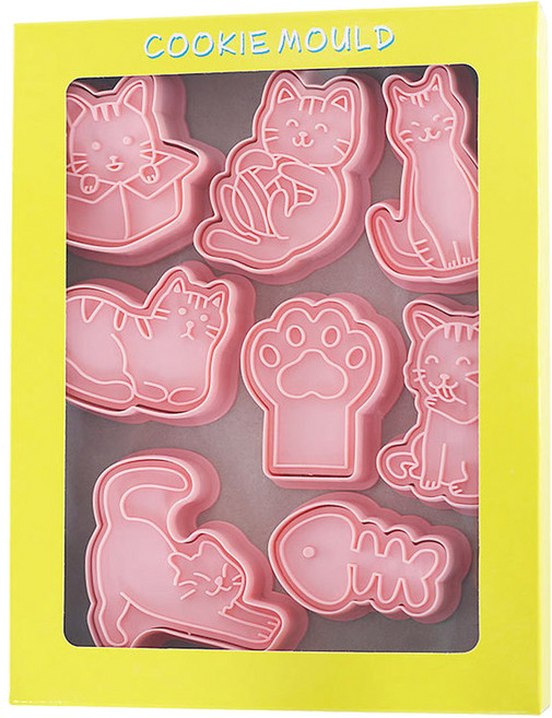 고양이 푸쉬 쿠키커터 8종, 1세트