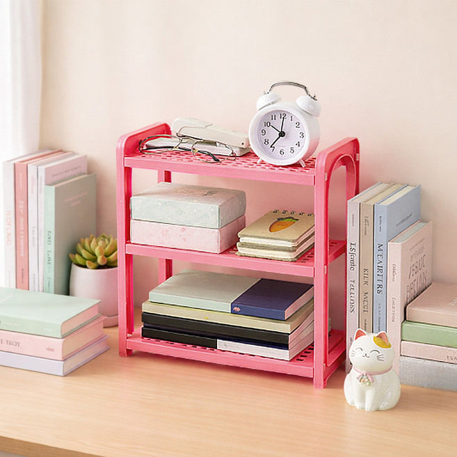 MF스토어 조립식 다용도 미니 선반, 핑크, 3단