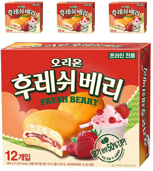 ORION 好麗友 草莓奶油夾心蛋糕, 360g, 4盒