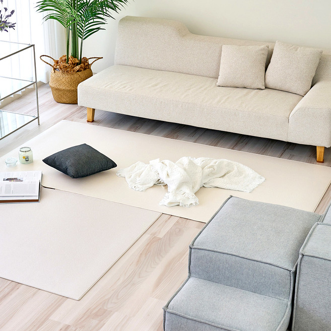 리포소 반려동물 양면 PVC 미끄럼방지 접이식 롤링매트, 아이보리 + 그레이, 1개