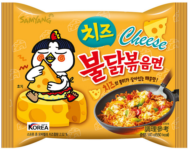 Samyang Foods 三養 Buldak 火辣雞肉風味鐵板炒麵 起司風味 140g, 1包