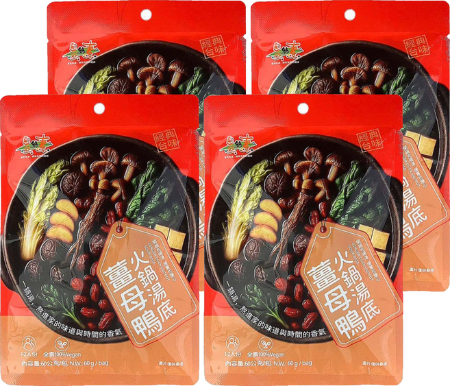 自然緣素 薑母鴨火鍋湯底, 60g, 4個
