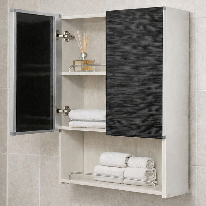 대형 오픈 메탈 욕실 수납장 600 방문설치, 블랙, 1개