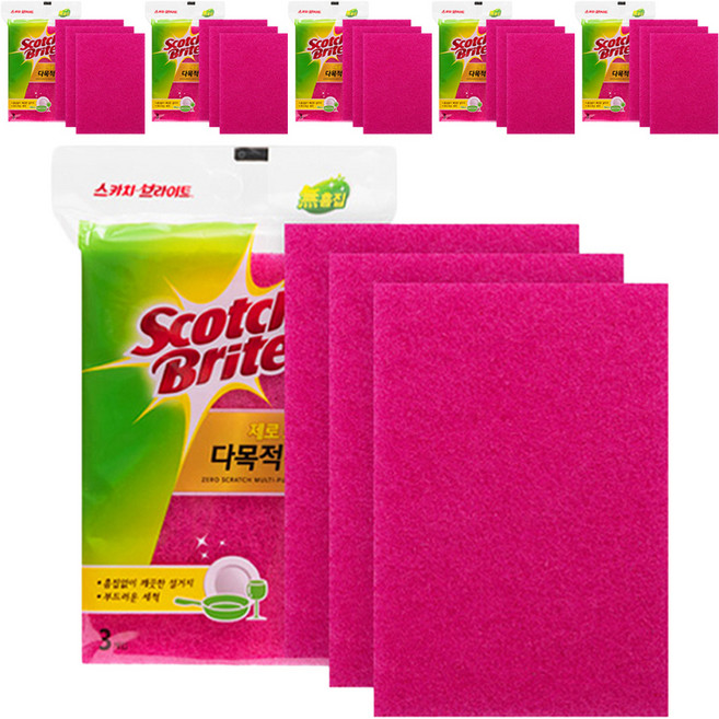 스카치브라이트 제로 스크래치 다목적 수세미, 3개, 6개