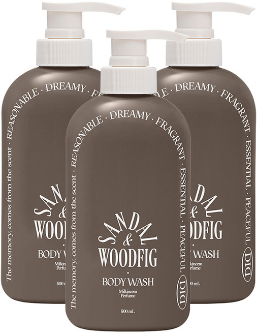 오디드 밀크인세라 퍼퓸 바디워시 샌달우드피그, 3개, 500ml