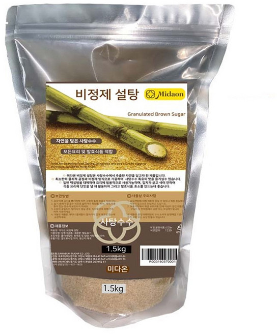 미다온 비정제 설탕, 1.5kg, 1개