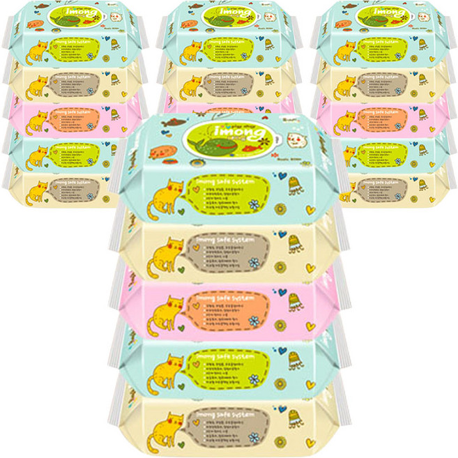 아이몽 유아 물티슈 리필형, 45g, 80매, 20개