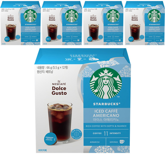 스타벅스 아이스 아메리카노 캡슐커피, 5.5g, 12개입, 5개