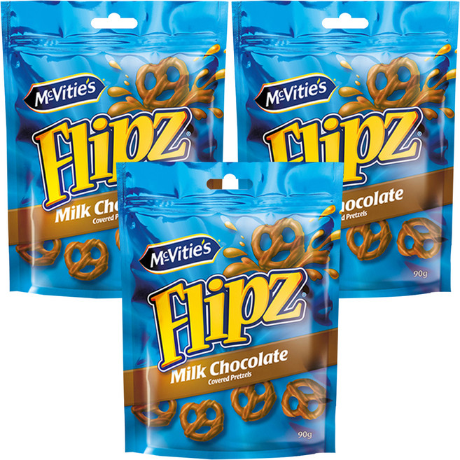 Flipz 牛奶巧克力椒鹽脆餅, 90g, 3個