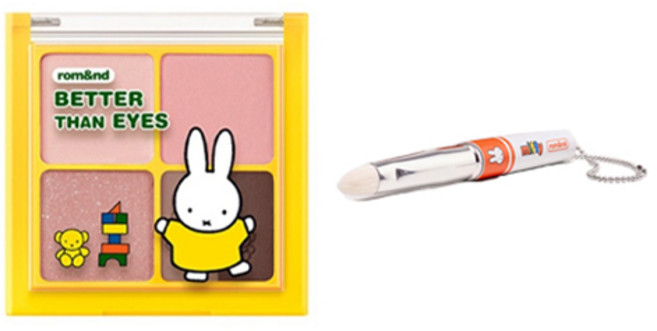 롬앤 미피 베러 댄 아이즈 섀도우 팔레트 6.5g + 미니브러쉬 세트, MF02 말린 핑크 튤립, 1세트