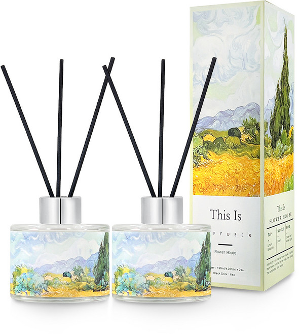 디스이즈명화 디퓨저, 플라워하우스, 120ml, 2개