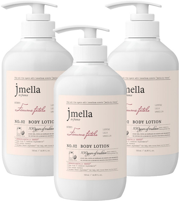 제이멜라 인 프랑스 바디로션 팜므파탈, 3개, 500ml