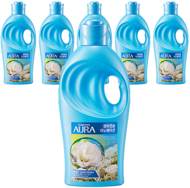 아우라 섬유유연제 프레시 릴리 본품, 1L, 6개