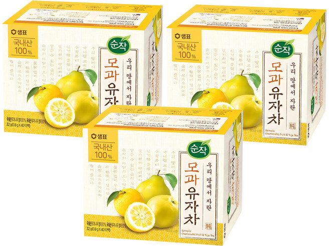 순작 모과 유자차 티백, 800mg, 40개입, 3개