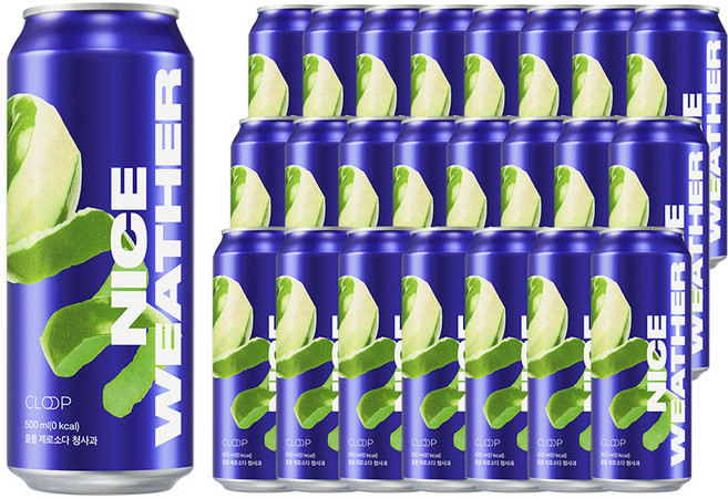 클룹 나이스웨더 제로소다 청사과, 500ml, 24개