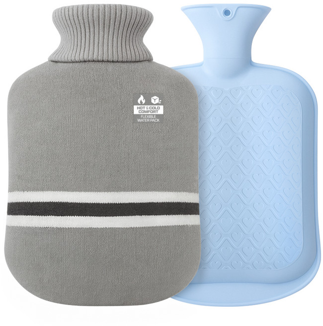 탐사 찜질팩 실리콘 보온 물주머니 2L + 니트 커버 세트, 1세트