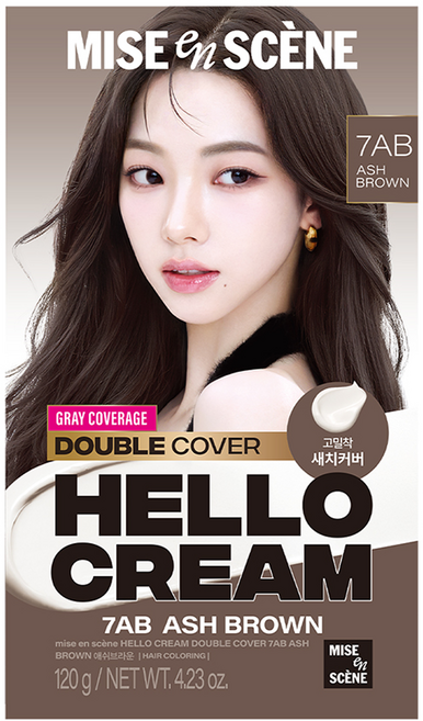 mise en scene 魅尚萱 Hello Cream 雙效遮白髮染髮霜, 灰棕色, 1個