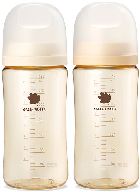 베베그로우 PPSU 노꼭지 젖병 트윈팩, 크림 + 베이지, 280ml, 1세트