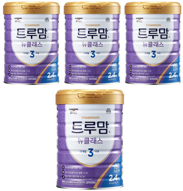 일동후디스 트루맘 뉴클래스 분유 3단계 12개월 이후, 800g, 4개
