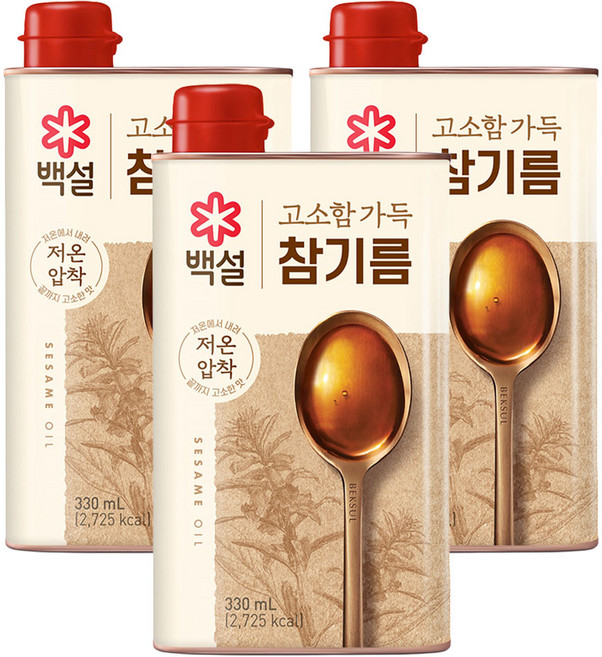 백설 고소함가득 참기름, 330ml, 3개
