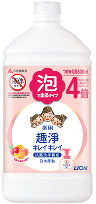 LION 獅王 趣淨 泡沫洗手慕斯補充瓶 果香, 800ml, 1瓶