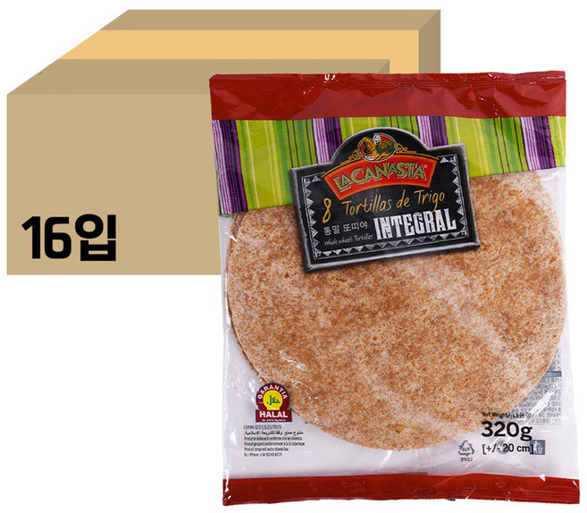 LACANASTA 全麥墨西哥餅皮 20cm, 320g, 16包