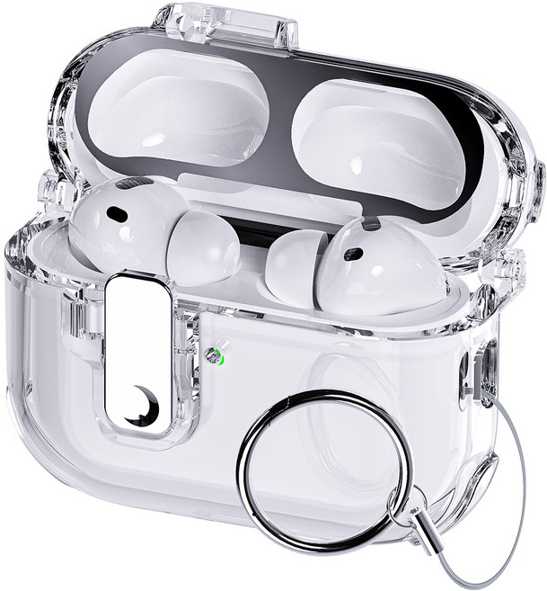 구스페리 변색방지 클리어 범퍼 락 하드 케이스, 에어팟 프로2, 투명, 1개