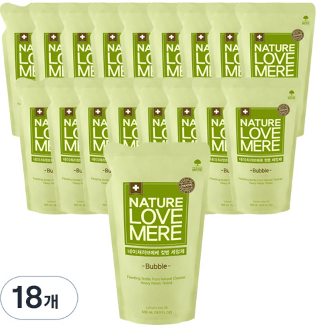 네이쳐러브메레 젖병세정제 거품 리필, 500ml, 18개