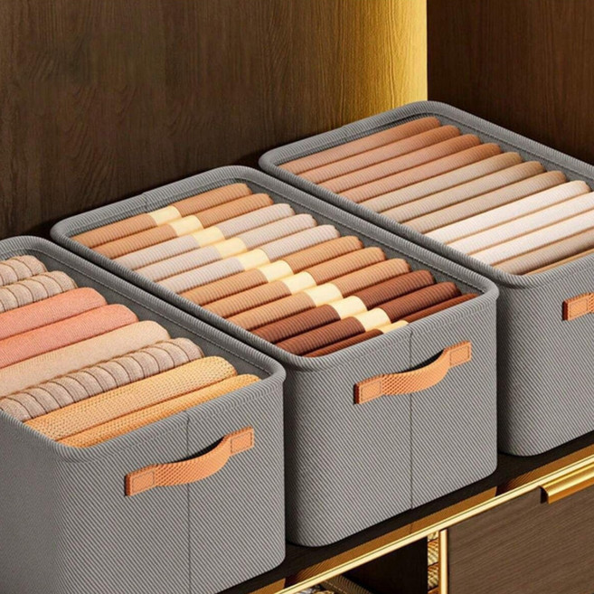 withWIN 부직포 접이식 리빙박스, 그레이, 대형(42 x 28 x 25 cm), 1개