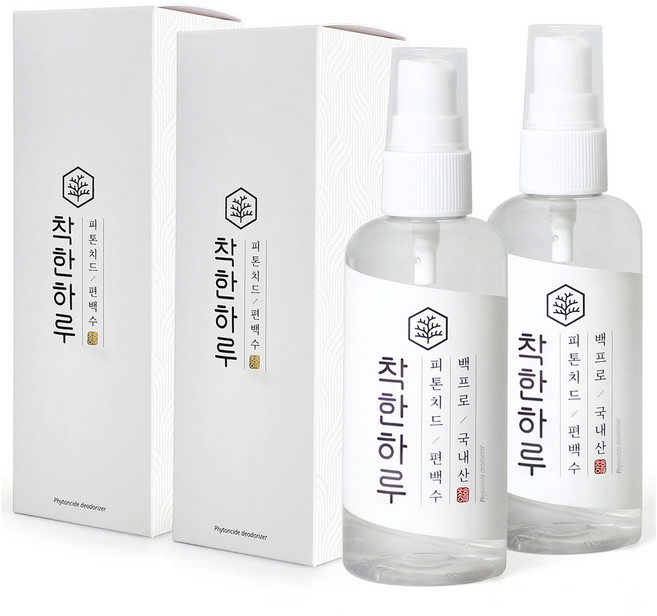 착한하루 피톤치드 편백수 탈취제 휴대용 스프레이, 2개, 100ml