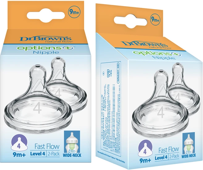 닥터브라운 와이드넥 옵션스 플러스 젖꼭지 2p, 4단계(9개월 이상), 2개 - 쿠팡