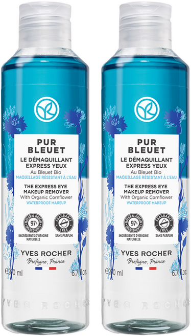 YVES ROCHER 伊夫黎雪 純淨藍快潔眼唇卸妝液, 200ml, 2個