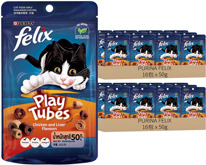PURINA FELIX Play Tubes 香酥捲, 雞肉 + 雞肝, 50g, 32包