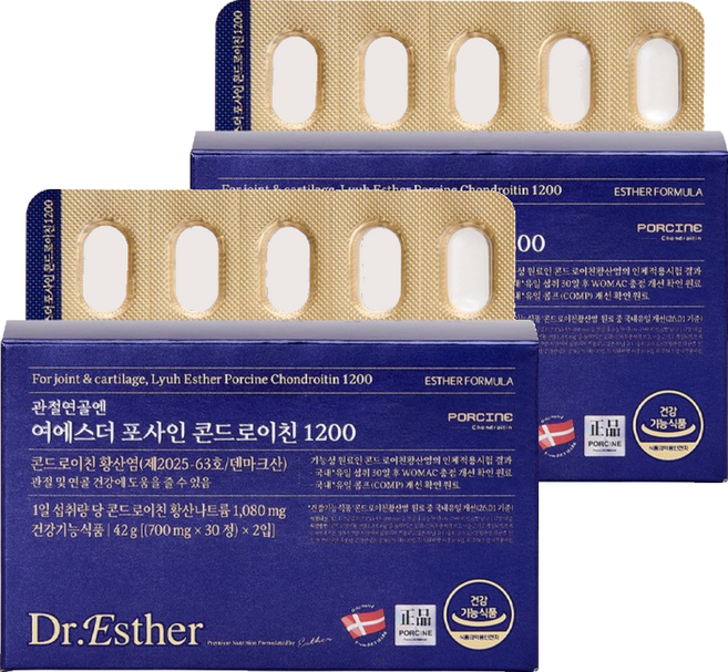 ESTHER FORMULA 關節軟骨 呂艾絲特 聚硫酸軟骨素軟骨素 1200 42g, 2個, 60錠
